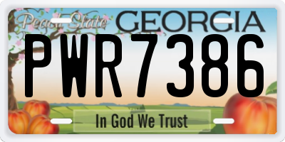 GA license plate PWR7386