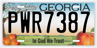 GA license plate PWR7387