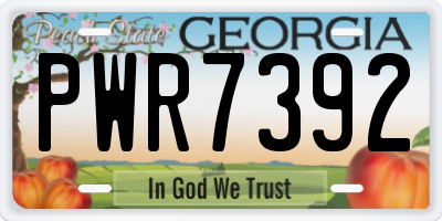 GA license plate PWR7392