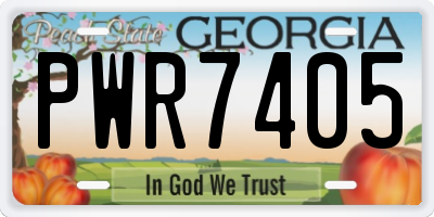GA license plate PWR7405