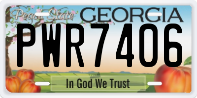 GA license plate PWR7406