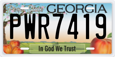 GA license plate PWR7419