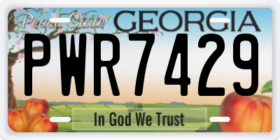 GA license plate PWR7429