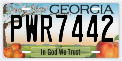 GA license plate PWR7442