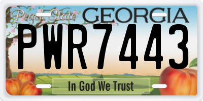 GA license plate PWR7443