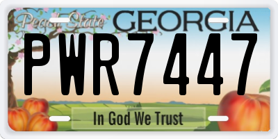 GA license plate PWR7447