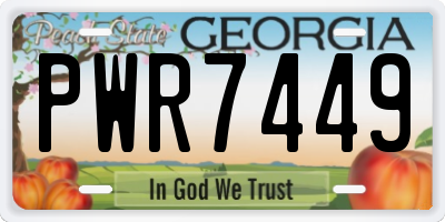 GA license plate PWR7449