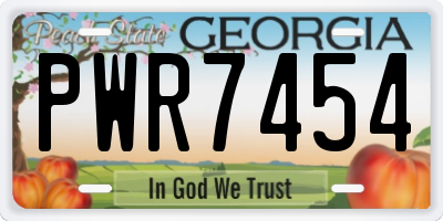 GA license plate PWR7454
