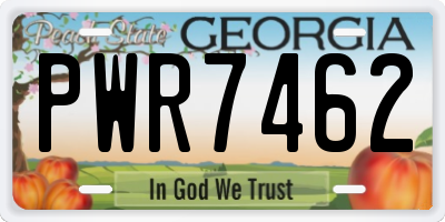 GA license plate PWR7462