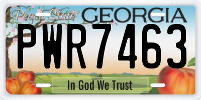 GA license plate PWR7463