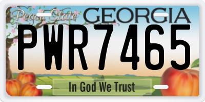 GA license plate PWR7465