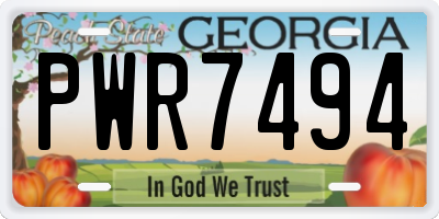 GA license plate PWR7494