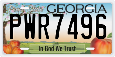 GA license plate PWR7496