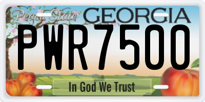 GA license plate PWR7500