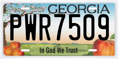 GA license plate PWR7509
