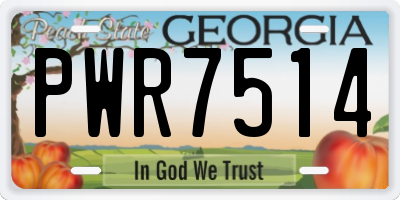 GA license plate PWR7514
