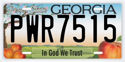 GA license plate PWR7515
