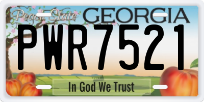 GA license plate PWR7521