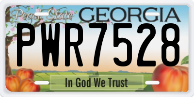 GA license plate PWR7528
