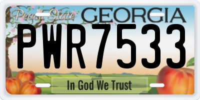 GA license plate PWR7533