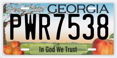 GA license plate PWR7538