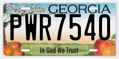 GA license plate PWR7540