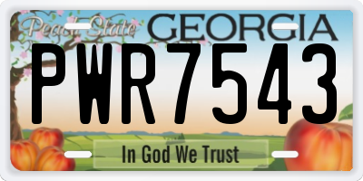 GA license plate PWR7543