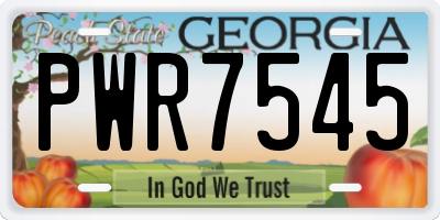 GA license plate PWR7545