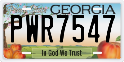 GA license plate PWR7547