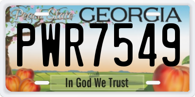 GA license plate PWR7549