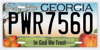 GA license plate PWR7560