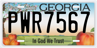 GA license plate PWR7567