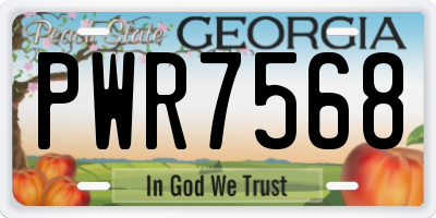 GA license plate PWR7568