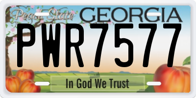 GA license plate PWR7577