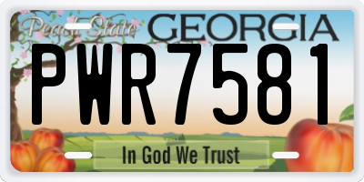 GA license plate PWR7581