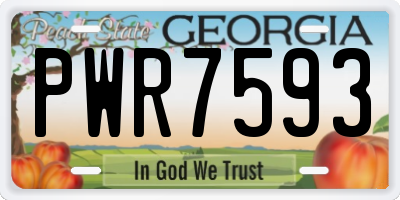 GA license plate PWR7593