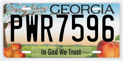 GA license plate PWR7596