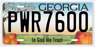 GA license plate PWR7600