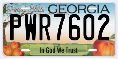 GA license plate PWR7602