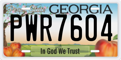 GA license plate PWR7604