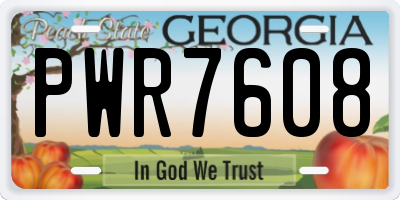 GA license plate PWR7608