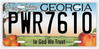 GA license plate PWR7610