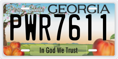 GA license plate PWR7611
