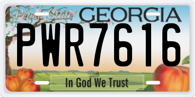 GA license plate PWR7616