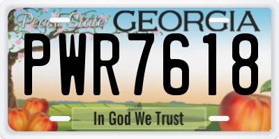 GA license plate PWR7618