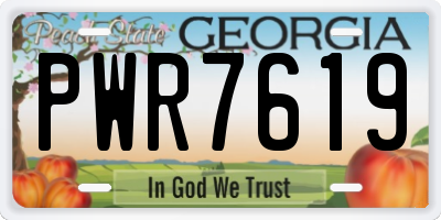 GA license plate PWR7619