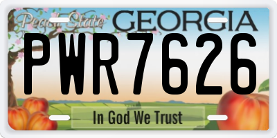 GA license plate PWR7626