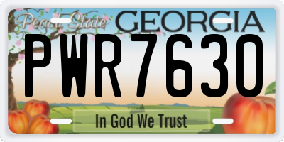 GA license plate PWR7630