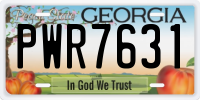 GA license plate PWR7631