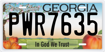 GA license plate PWR7635